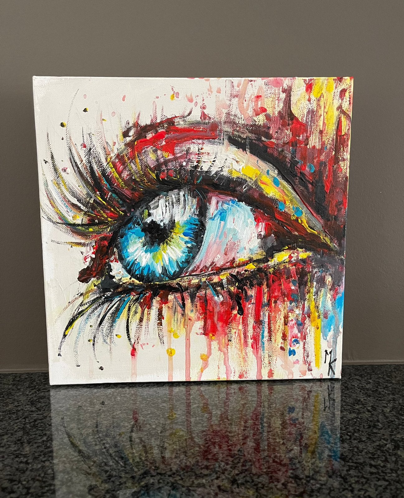 Origineel modern en kleurrijk schilderij Mk Art, Ophalen of Verzenden