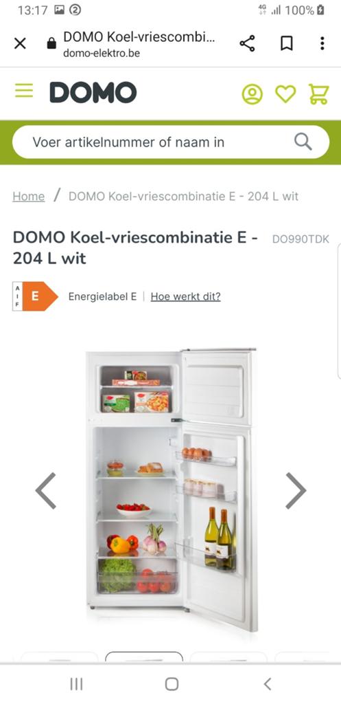 Koel-vries combinatie 206L Nieuwe in verpakking in Houthalen, Elektronische apparatuur, Koelkasten en IJskasten, Ophalen