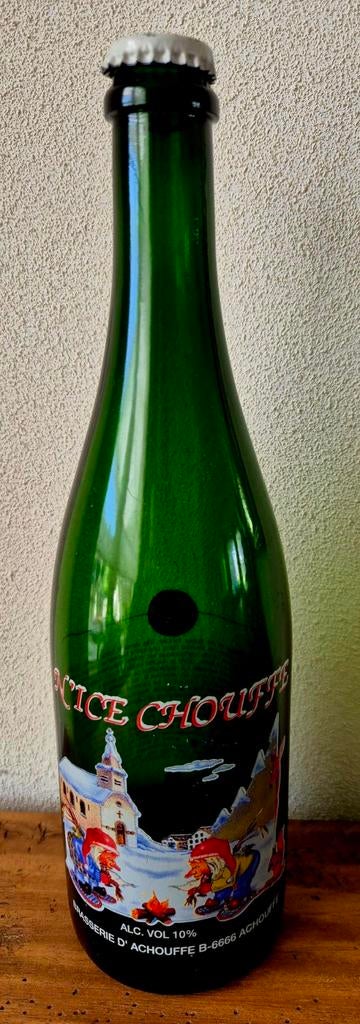 lege 0,75 ltr N'ICE Chouffe fles bier uit 1996 B-6666, Verzamelen, Biermerken, Ophalen of Verzenden