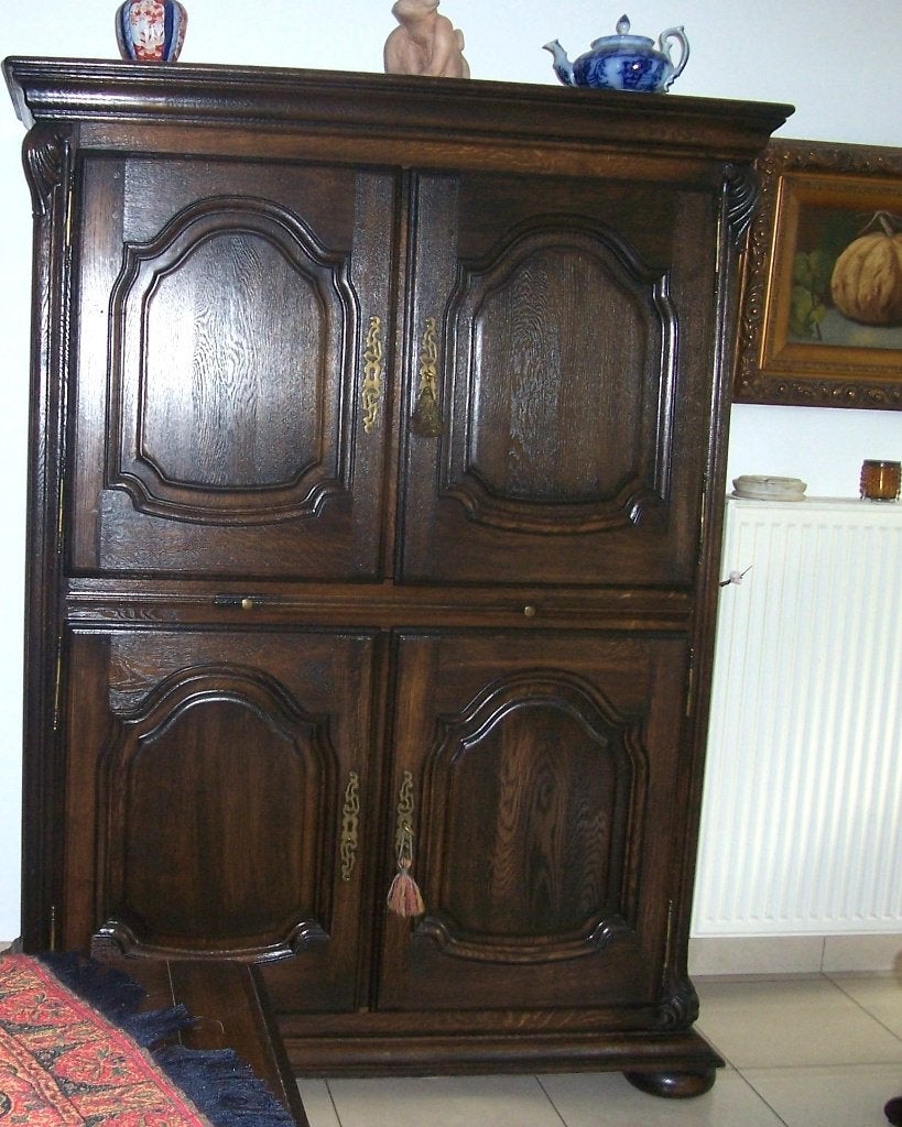 Massief eiken barkast/buffetkast, Antiek en Kunst, Ophalen
