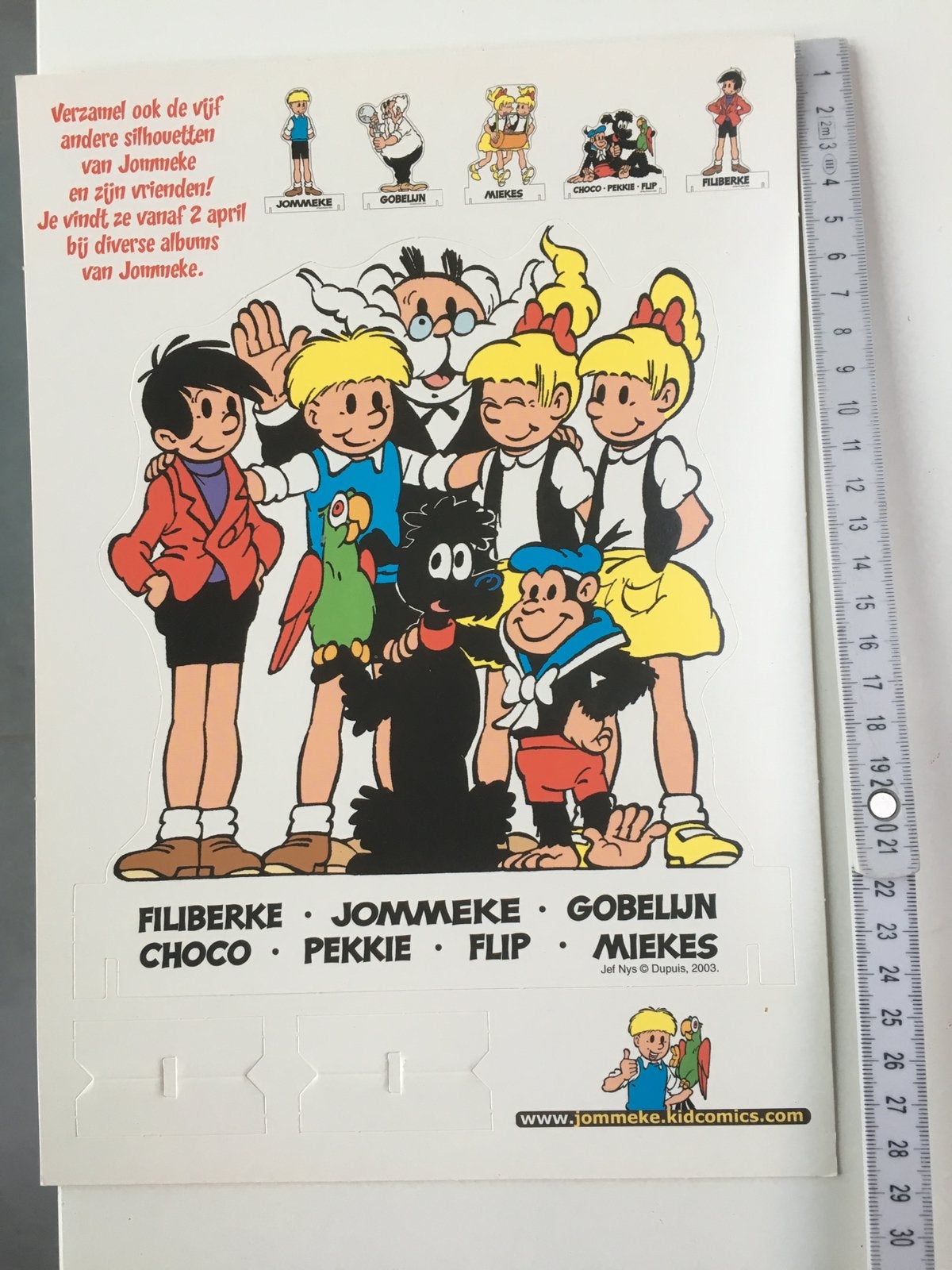 Kartonnen A4 bord Jommeke, Verzamelen, Ophalen, Overige figuren, Nieuw, Plaatje, Poster of Sticker
