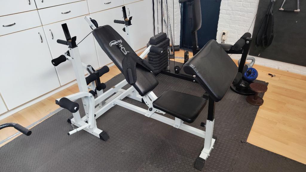 Fitness bank multifunctioneel met 2 stangen, Ophalen, Gebruikt, Krachtstation, Metaal