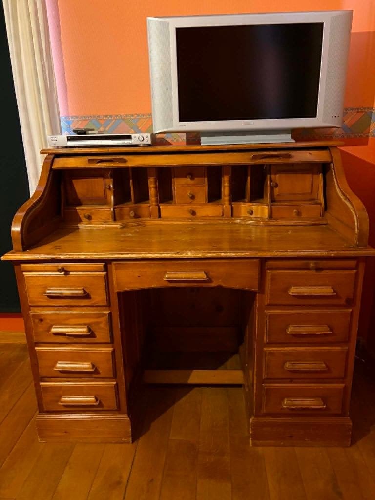 Bureau met rolluik, Ophalen, Demontabel, Gebruikt, Hout