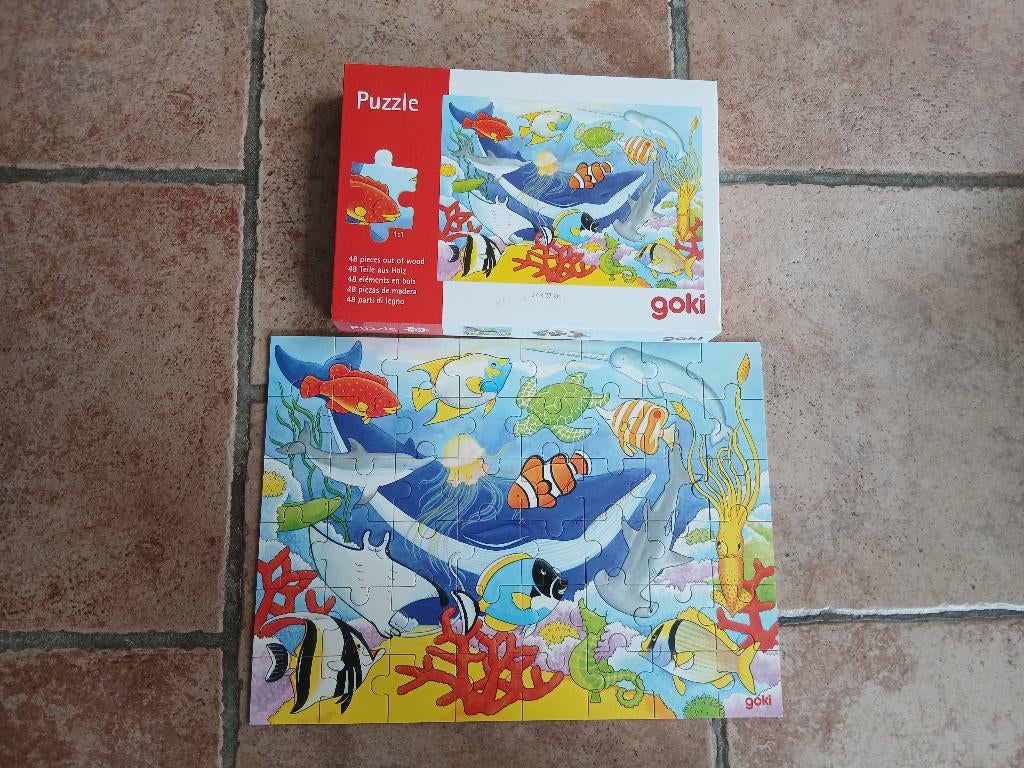 Goki Houten Puzzel - Onderwaterwereld - 48 stukjes, Ophalen, 10 tot 50 stukjes, Nieuw, Van hout