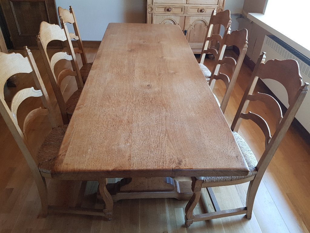 Volledig eiken eetkamer!, Huis en Inrichting, Ophalen, Zo goed als nieuw, Rustiek eik., 6 tot 8 stoelen