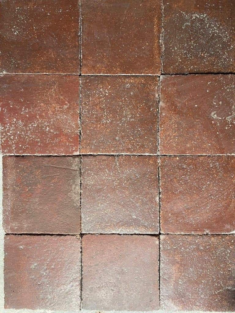 Antieke Franse plavuizen rode bruine nuance 21x21 110M2, Doe-het-zelf en Bouw, Ophalen, Gebruikt, Steen of Klei, Minder dan 50 cm