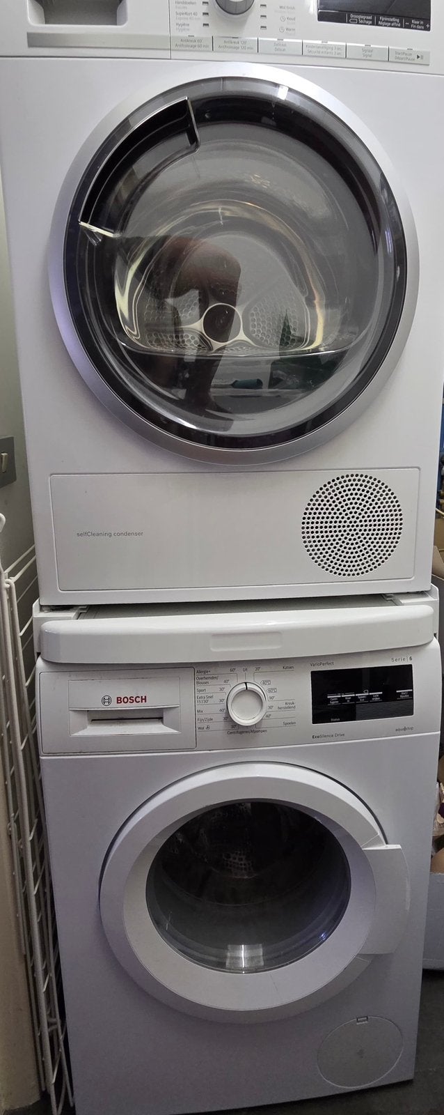 Set droogkast + wasmachine (enkel samen afneembaar), Elektronische apparatuur, Ophalen, Zo goed als nieuw, Voorlader