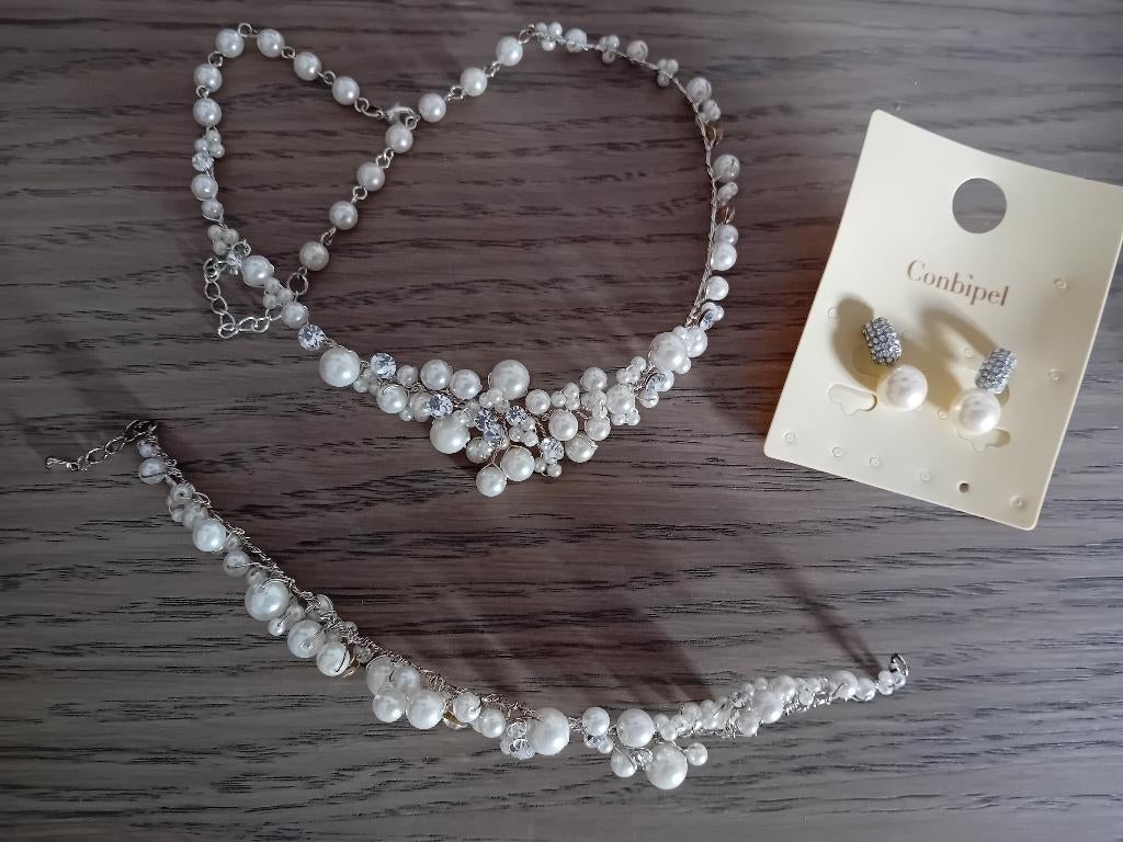 Bruidsjuwelen, Bijoux, Sacs & Beauté, Colliers, Enlèvement, Comme neuf, Blanc