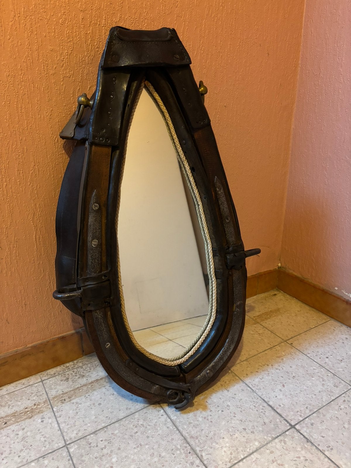 miroir ancien en collier de cheval, Enlèvement, Moins de 50 cm, Moins de 100 cm