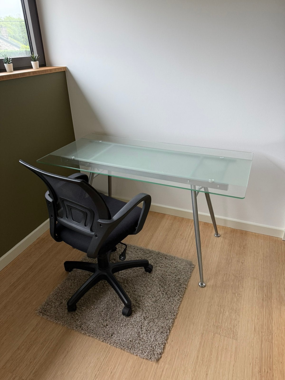 Bureau en verre et chaise de bureau, Enlèvement, Comme neuf, Verre