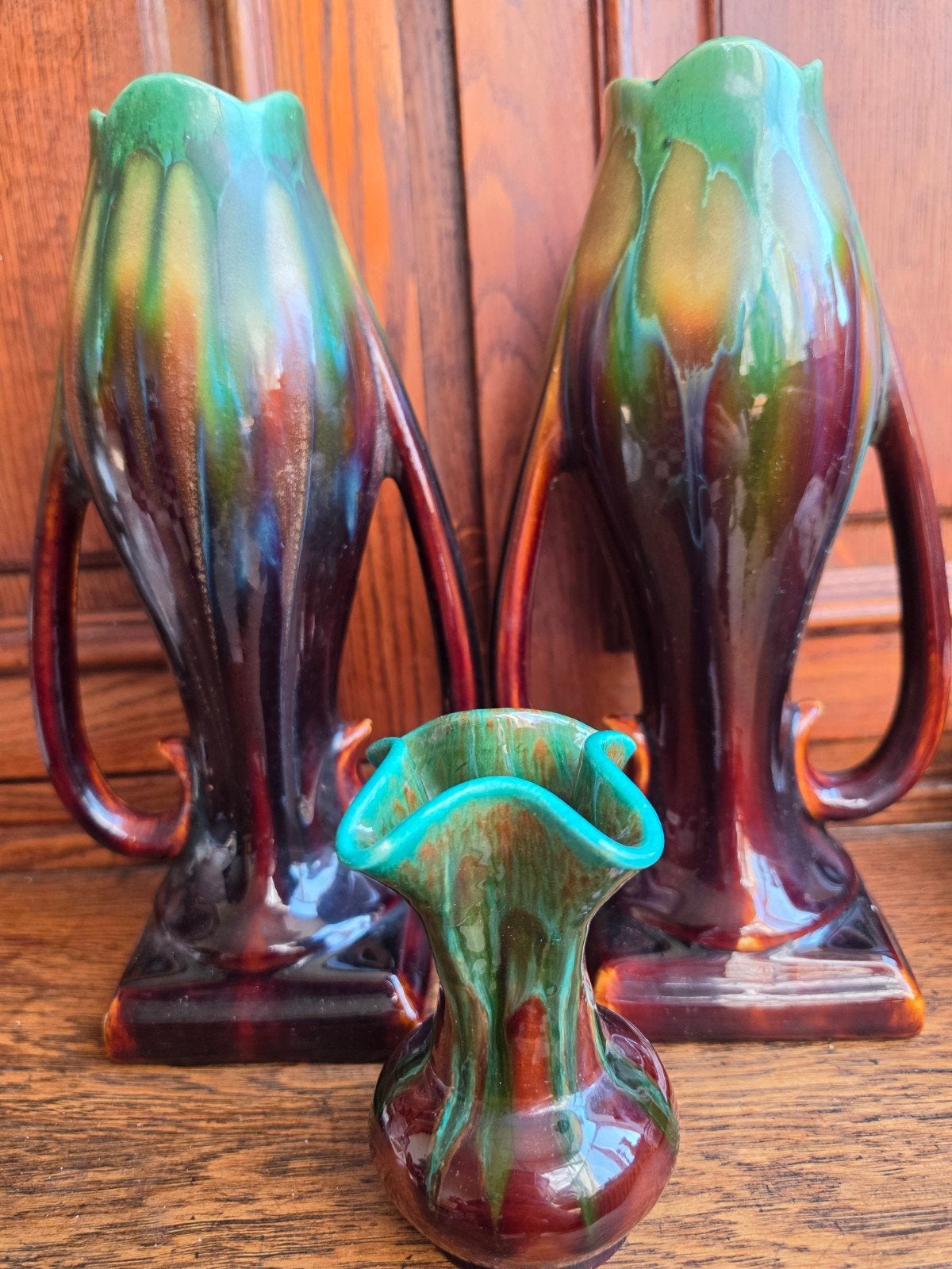 Paire de vases Art Déco en faïence flammée de Thulin, Antiek en Kunst, Ophalen