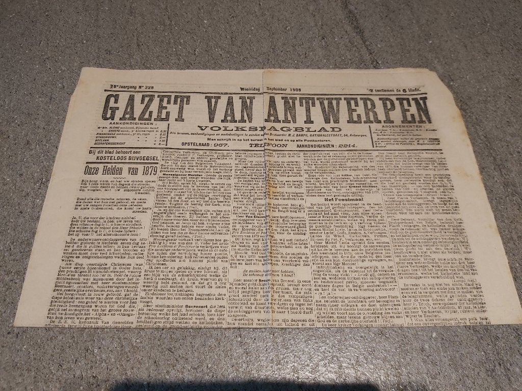 Krant Antwerpen Stad Gazet Beurs Handelsblad Lloyd Moniteur, Collections, Envoi, 1920 à 1940, Journal
