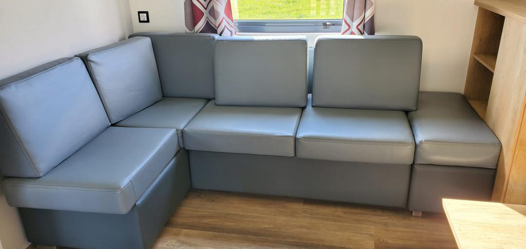 Omvormbare hoekbank, Ophalen, Nieuw, Leer