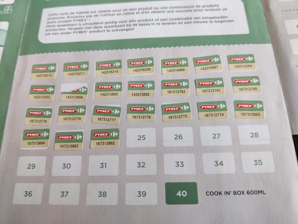 Pyrex zegels Carrefour gezocht, Enlèvement