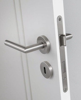 Lot de 6 poignées de portes et rosaces pour clés INOX, Bricolage & Construction, Moins de 75 cm, Enlèvement, Utilisé, Autres types