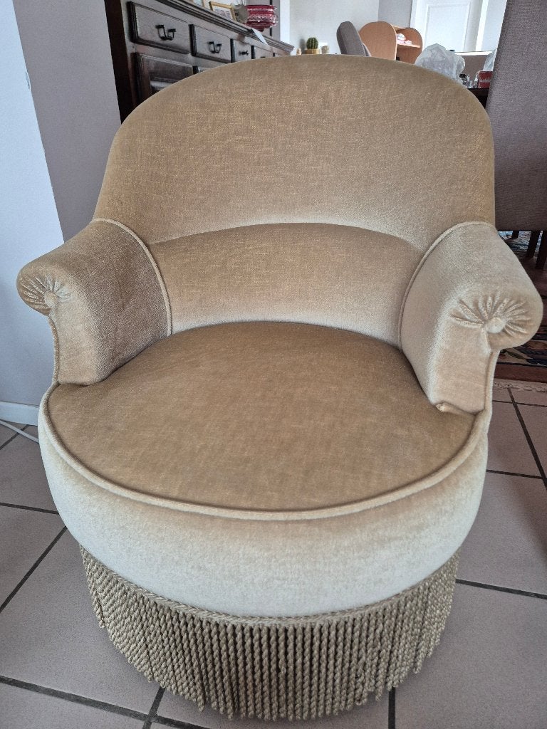 Zetel (2 éénpersoonszeteltjes), Ophalen, Eenpersoons, Minder dan 75 cm, Twee vintage fauteuils crapau.