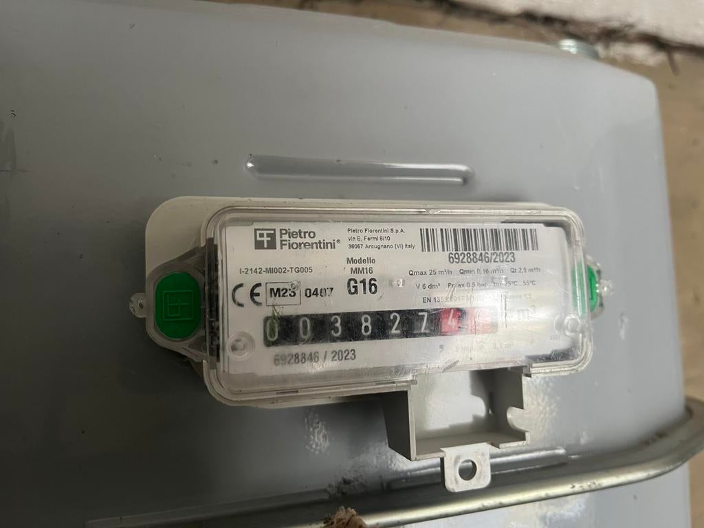 Gasmeter Pietro Fiorentini G16 – 2023 – quasi nieuw, Doe-het-zelf en Bouw, Meetapparatuur, Zo goed als nieuw, Ophalen