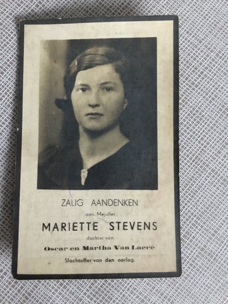 Victime de guerre Stevens Baaigem + mai 1940 WOII, Envoi, Image pieuse