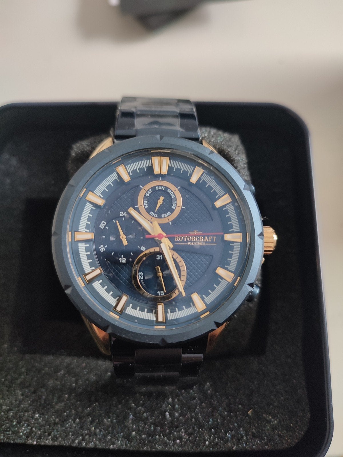 idée cadeau Montre Homme Bleu Doré, Bijoux, Sacs & Beauté, Enlèvement ou Envoi