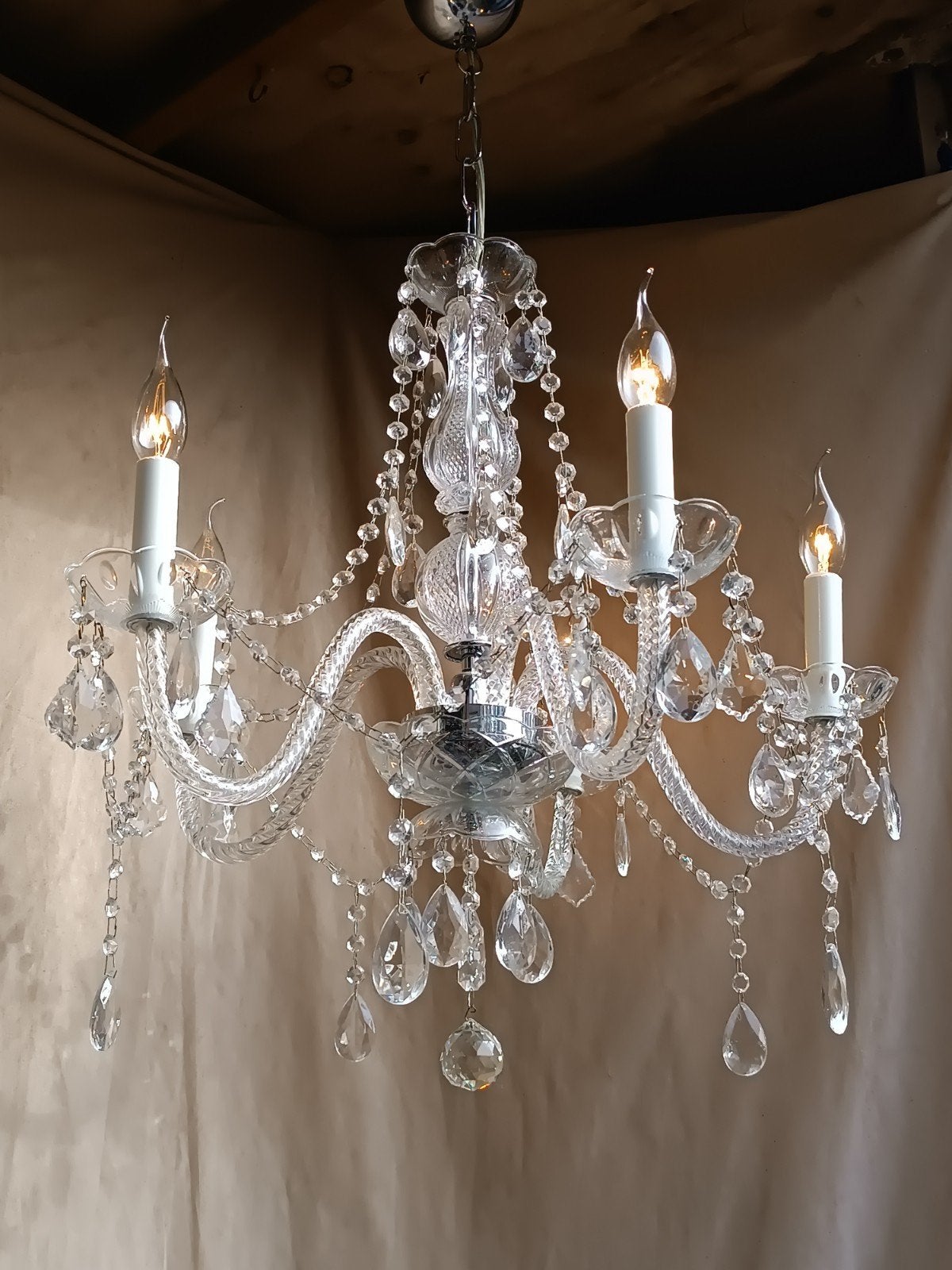 Lampe suspendue signée avec lustre en cristal italien, Enlèvement ou Envoi, Comme neuf, Italiaans