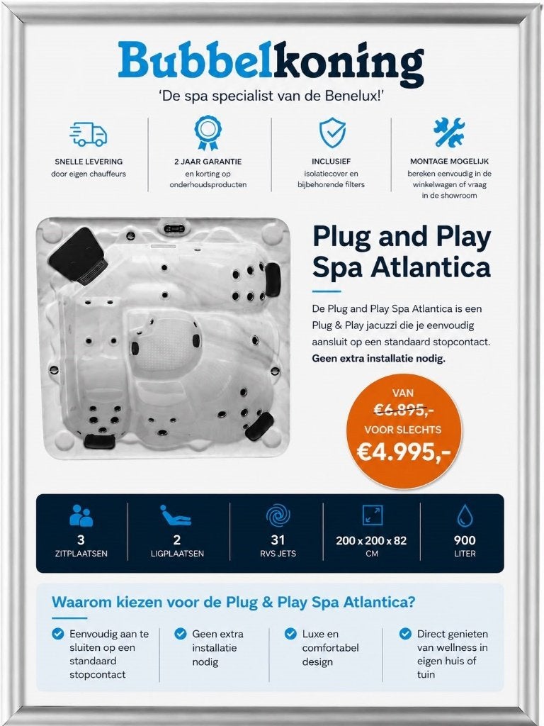 Bubbelkoning Jacuzzi Plug&Play 2.00x2.00, Ophalen of Verzenden, Nieuw, Trap, Vast