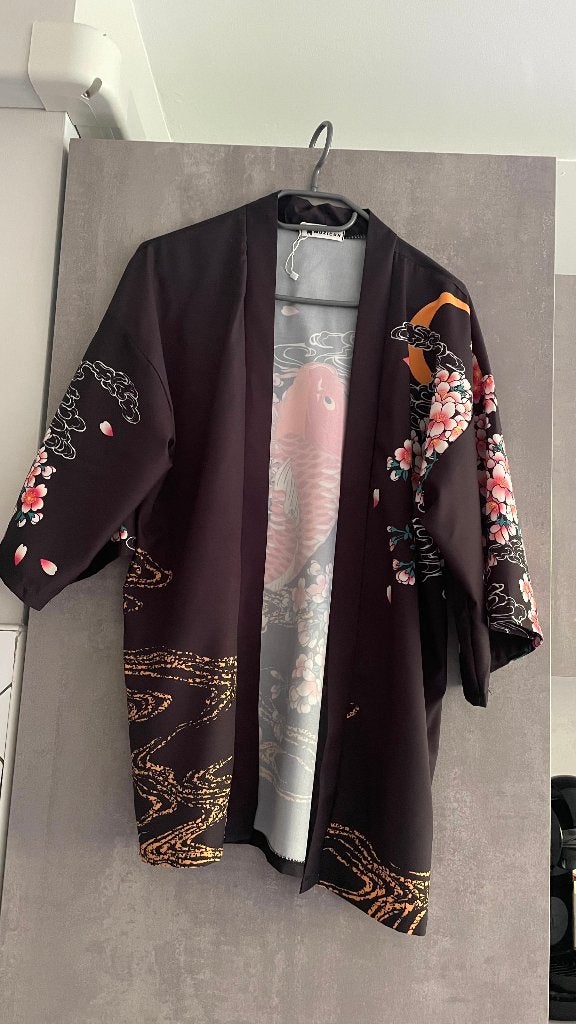 KIMONO imprimé noir TU, Enlèvement ou Envoi, Comme neuf, Noir