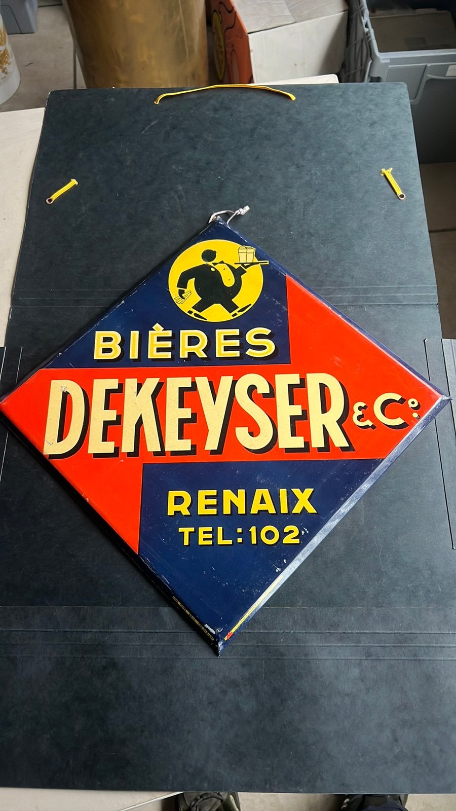 Blikken bord Bieren Dekeyser Ronse 1937, Ophalen of Verzenden, Zo goed als nieuw, Reclamebord
