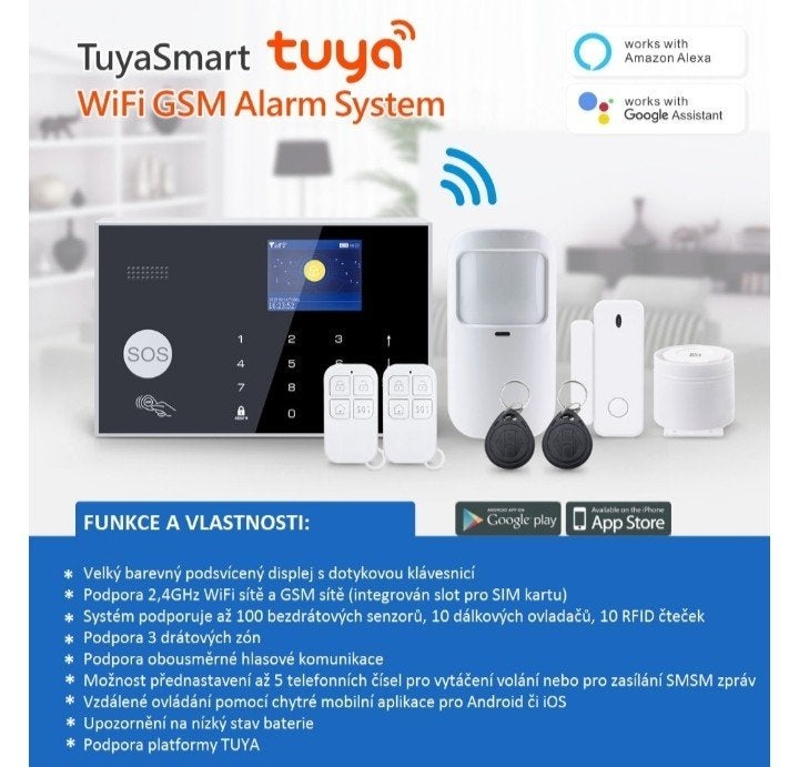 Alarme maison intelligente WiFi + GSM/4G Tuya Smart Life ave