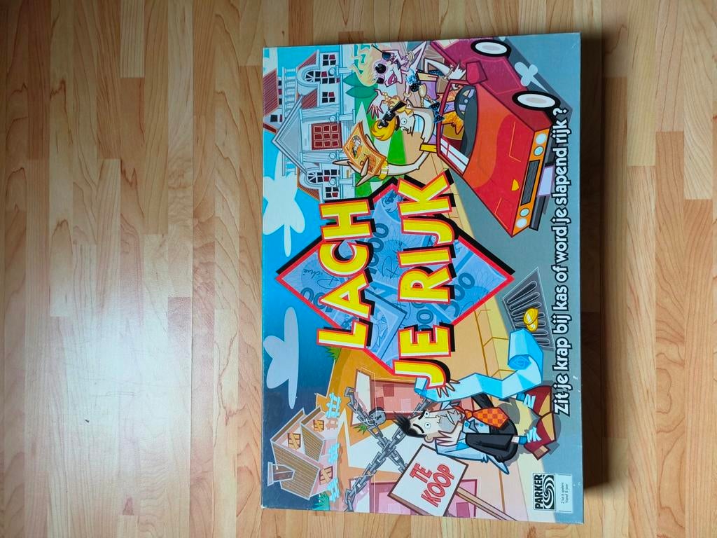 Spel lach je rijk nieuwstaat, Hobby en Vrije tijd, Gezelschapsspellen | Bordspellen, Ophalen of Verzenden