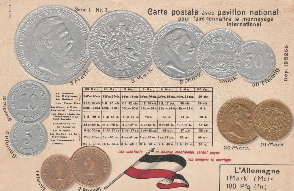 CARTE POSTALE ALLEMAGNE, ANCIENNES PIÈCES, MARQUE, Enlèvement, Avant 1920, Non affranchie