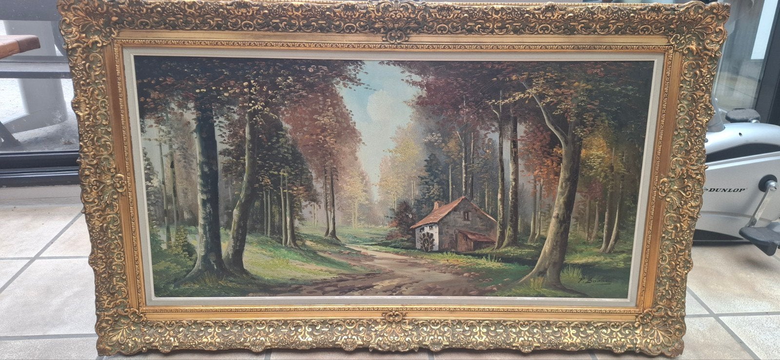 Schilderij P. Boone, Antiek en Kunst, Ophalen, Doek, Realistisch, Bijzondere lijst