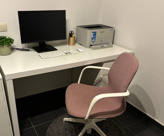 IKEA bureau met lade en kast – wit – 140x73x65 cm, Ophalen, Gebruikt, Scandinavisch, IKEA