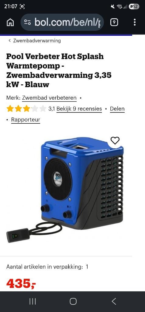 Warmtepomp zwembad, Tuin en Terras, Ophalen, Zo goed als nieuw, Verwarming