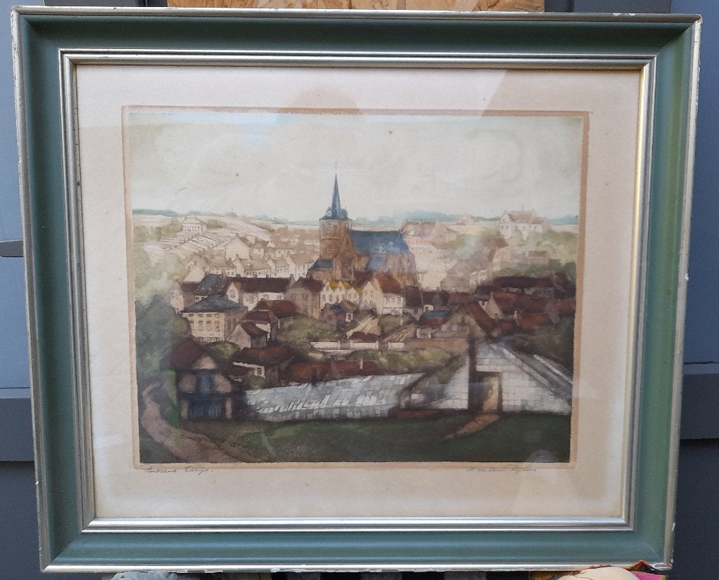 Kleurenets, Overijse, Louis Rigaux, Ets, 59 cm, Landschap, 68 cm