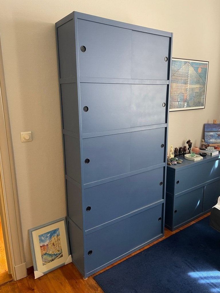 Grand meuble Kewlox bleu 210cm – vintage design, 25 à 50 cm, 100 à 150 cm, Enlèvement, 200 cm ou plus