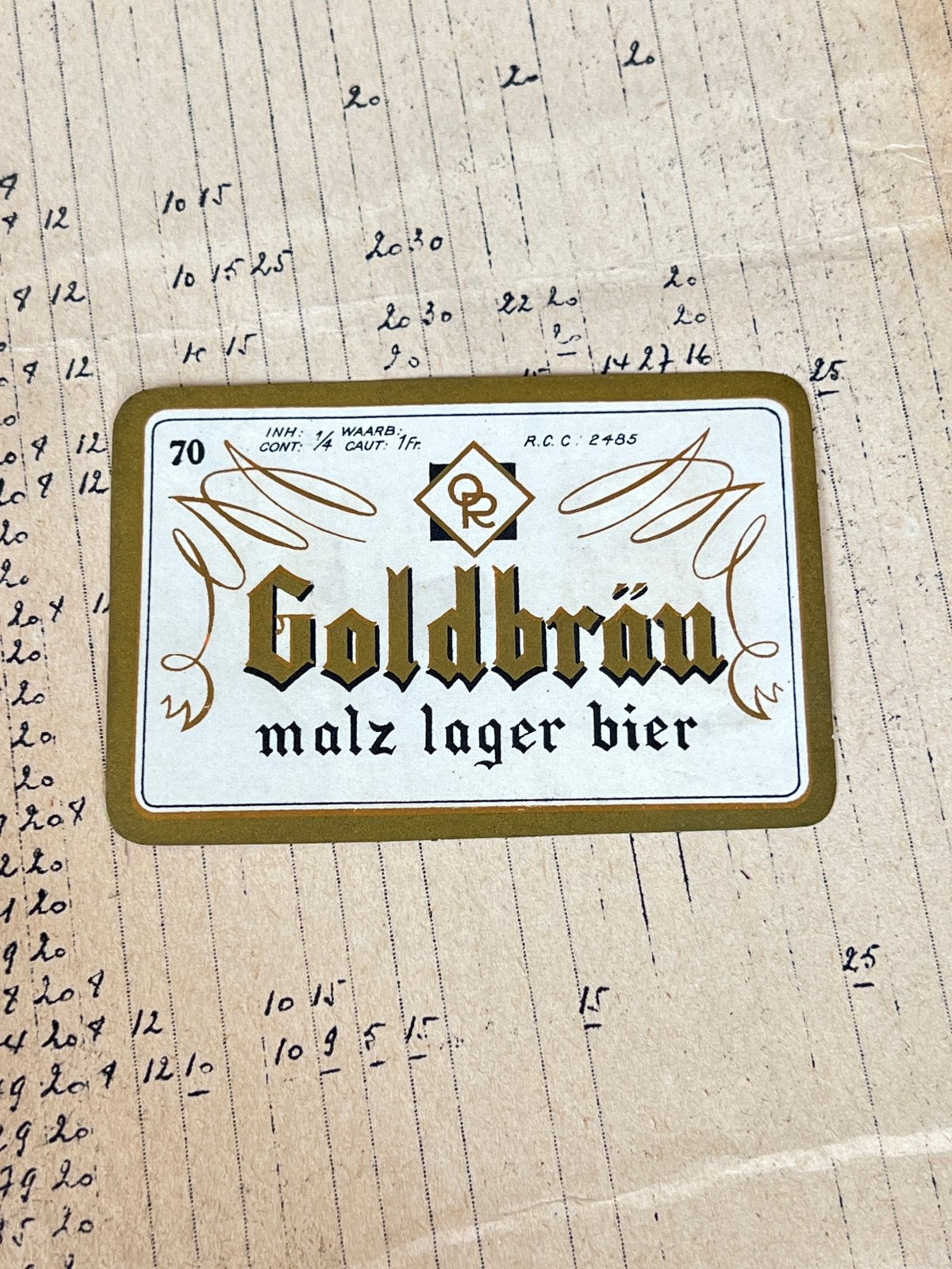 Étiquette Goldbrau brasserie Ouvriers Réunis Charleroi, Enlèvement ou Envoi, Utilisé