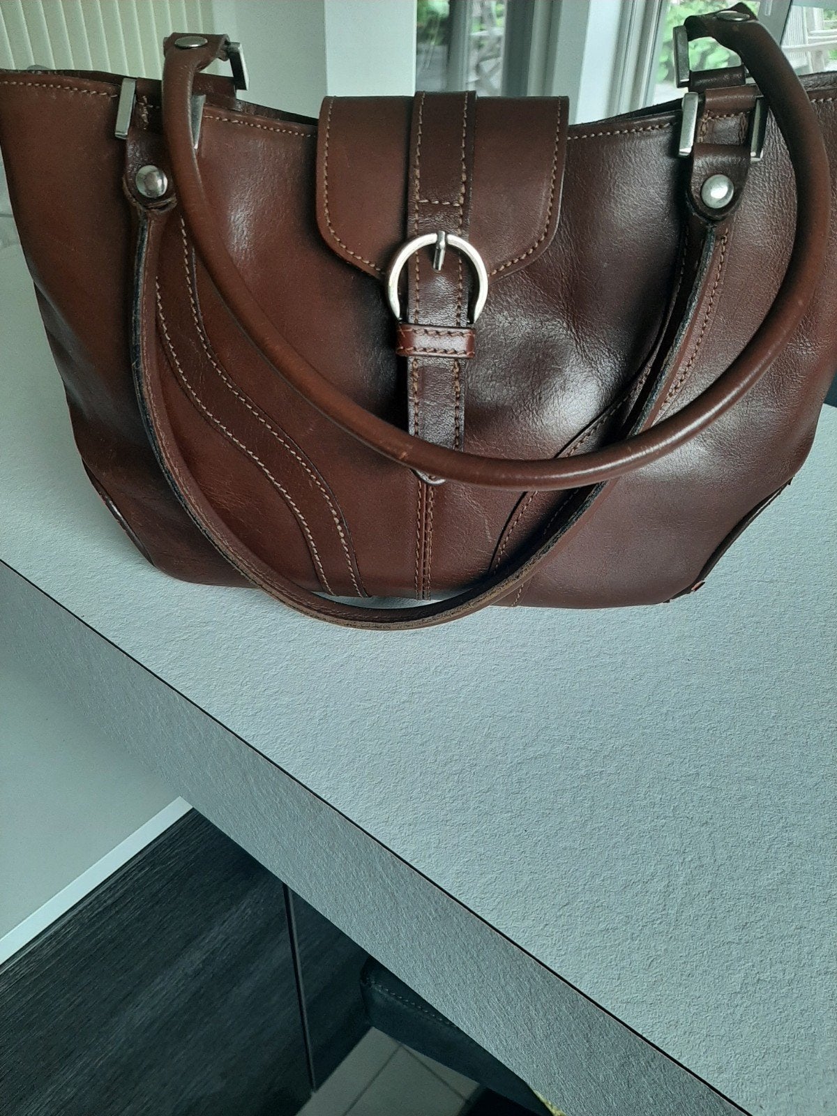 Sac à main en cuir ancien, Enlèvement ou Envoi, Utilisé, Brun, Sac à bandoulière