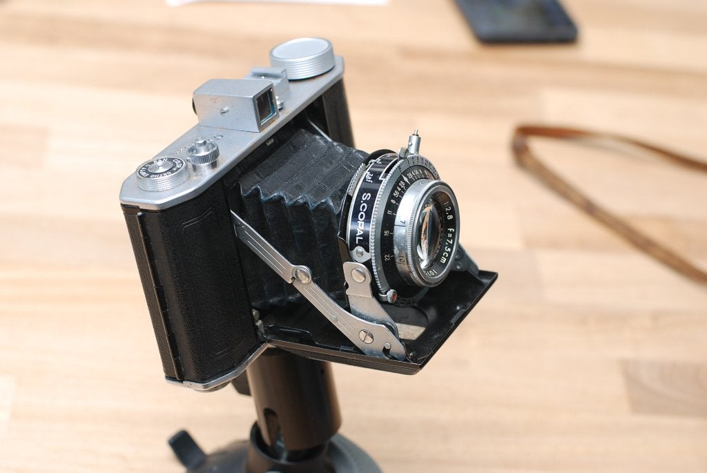 Olympus Tokyo Six 66 Vouwcamera – Zuiko FC 75mm f/2.8, Audio, Tv en Foto, Fotocamera's Analoog, Ophalen of Verzenden, Gebruikt