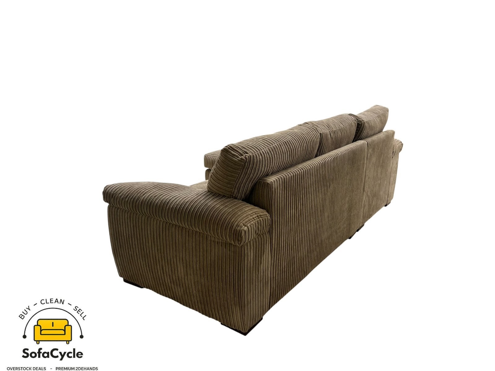 Chaise d'angle côtelée marron, coin L — overstock, Neuf, Enlèvement ou Envoi, SofaCycle, Info@sofacycle.be