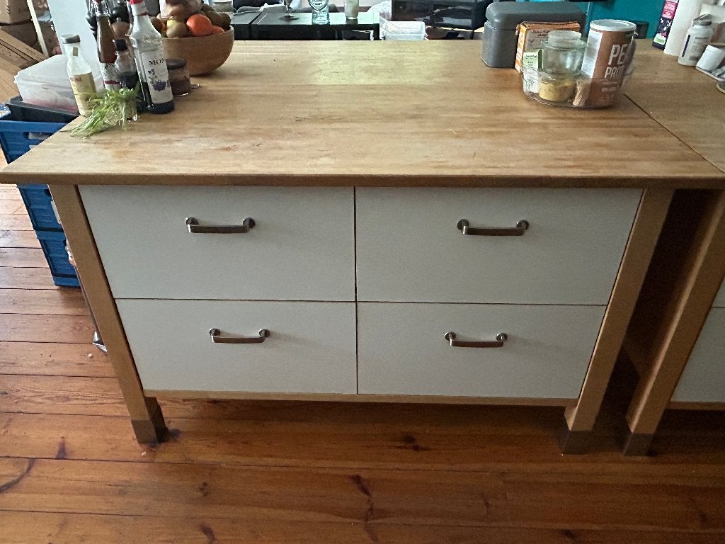Meuble de cuisine IKEA Värde – 4 grands tiroirs, Maison & Meubles, Beige, Moins de 100 cm, 100 à 150 cm, Enlèvement