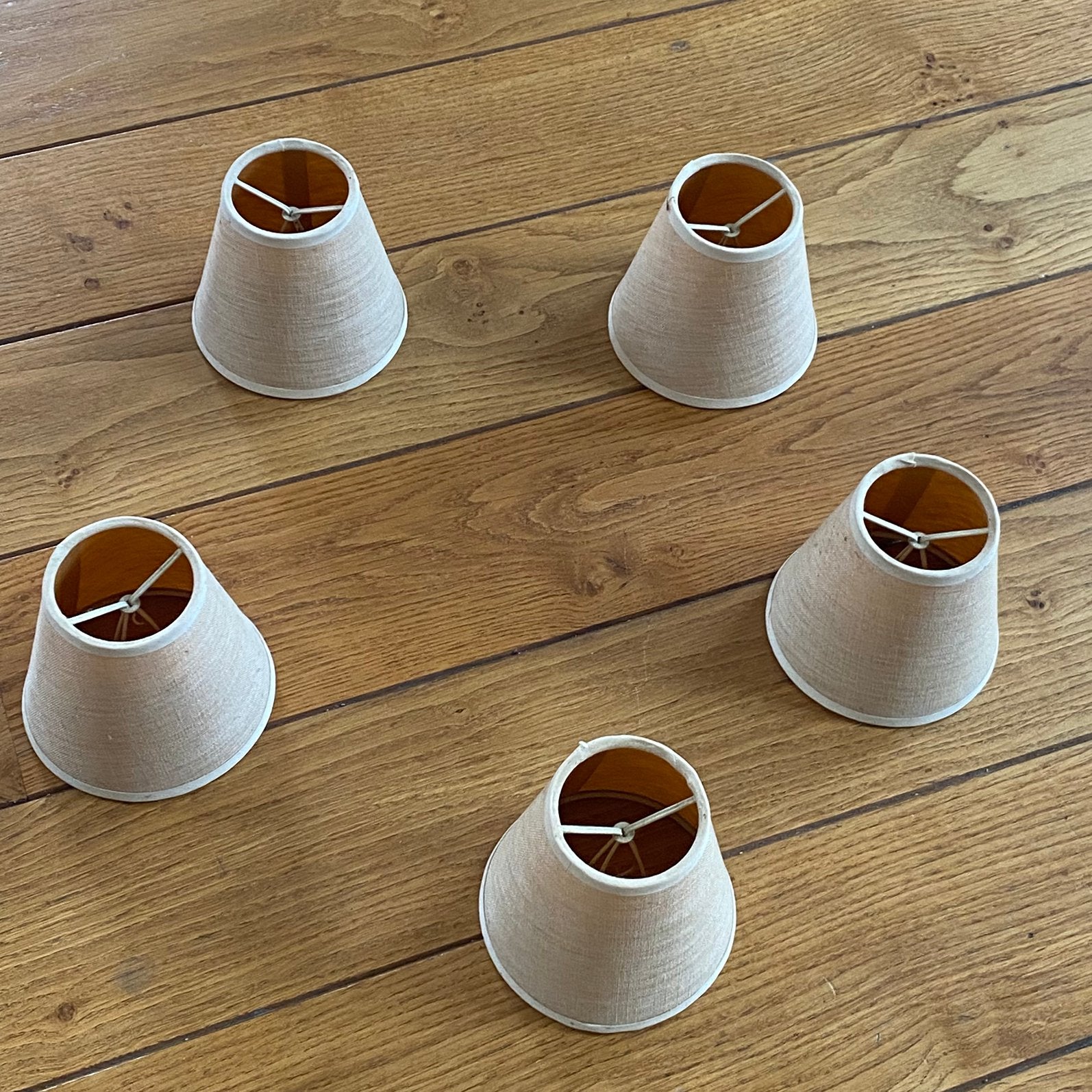 5 beige lampenkappen, Gebruikt, Overige typen, Beige, Rond
