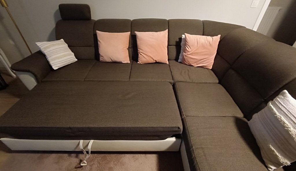 Canapé angle /convertible en Lit queen size 160cm/Tiroir, Maison & Meubles, Banc d'angle, Comme neuf, Enlèvement, Tissus