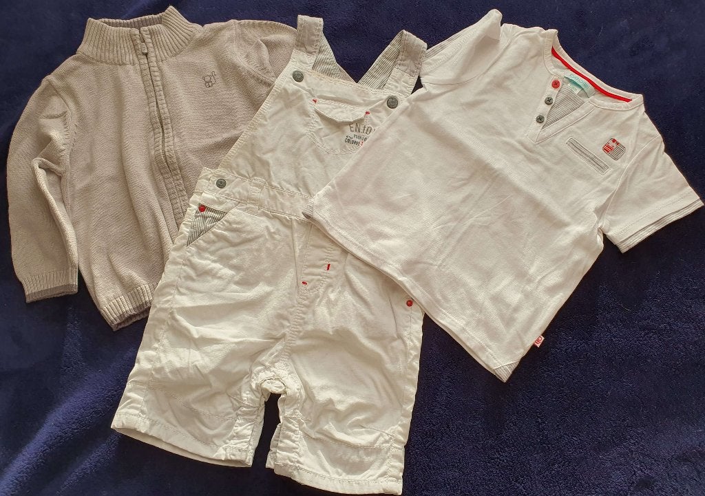 Ensemble salopette/t-shirt/gilet - T74 (12m) - Obaibi - NEUF, Enfants & Bébés, Neuf, Garçon, Ensemble, Enlèvement