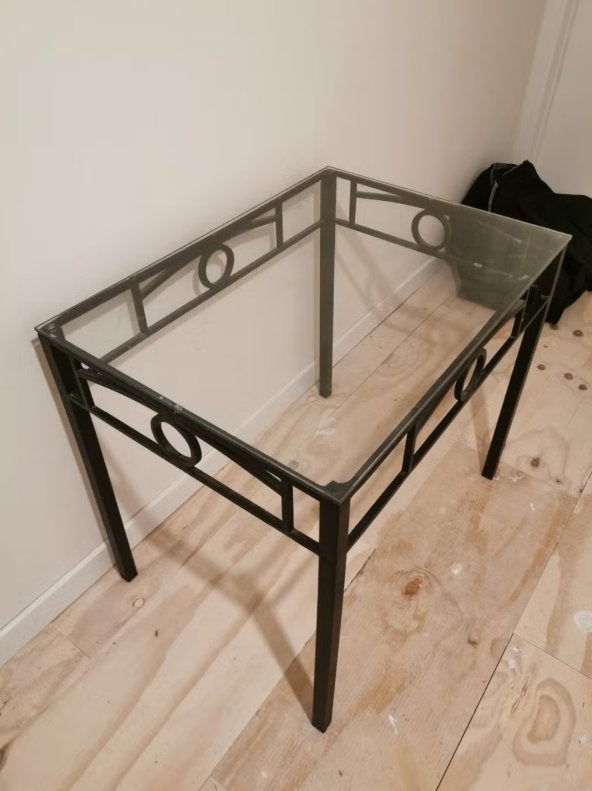 Glazen salontafeltje / bijzettafel, Gebruikt, Vintage, 55 tot 75 cm, Glas