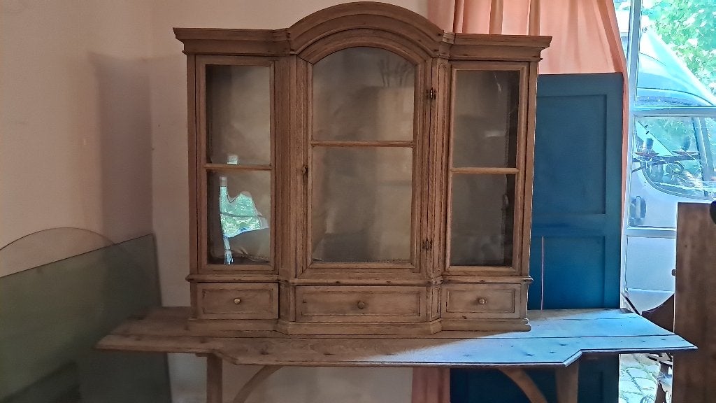 vitrine -sidetable eik, Antiek en Kunst, Ophalen