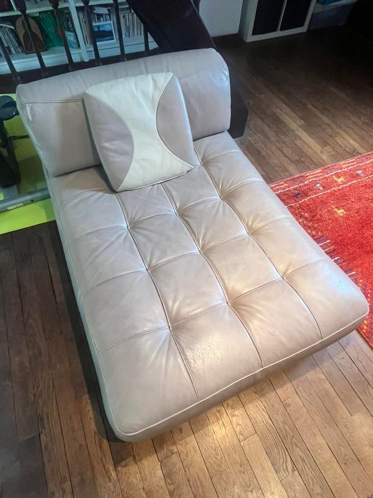 Chaise longue / méridienne cuir beige, Enlèvement, Comme neuf, Cuir