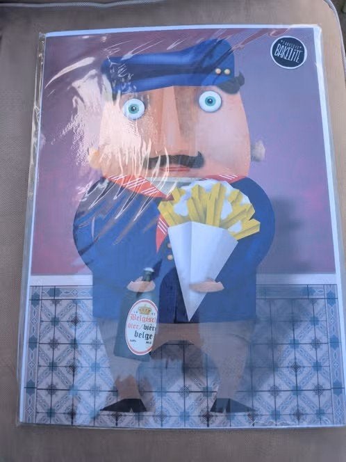 Bakeliet Belgische Frietjes & Bier Poster, Rechthoekig Staand, Nieuw, Ophalen of Verzenden, A1 t/m A3