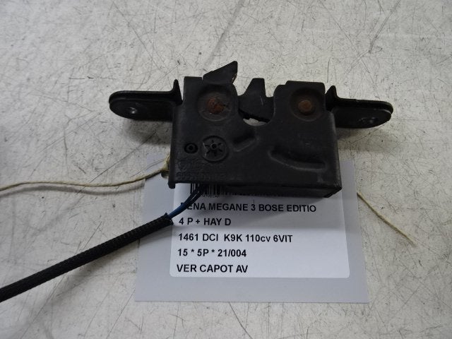 SERRURE CAPOT Renault Megane III Berline (BZ) (656010010R), Utilisé, Renault