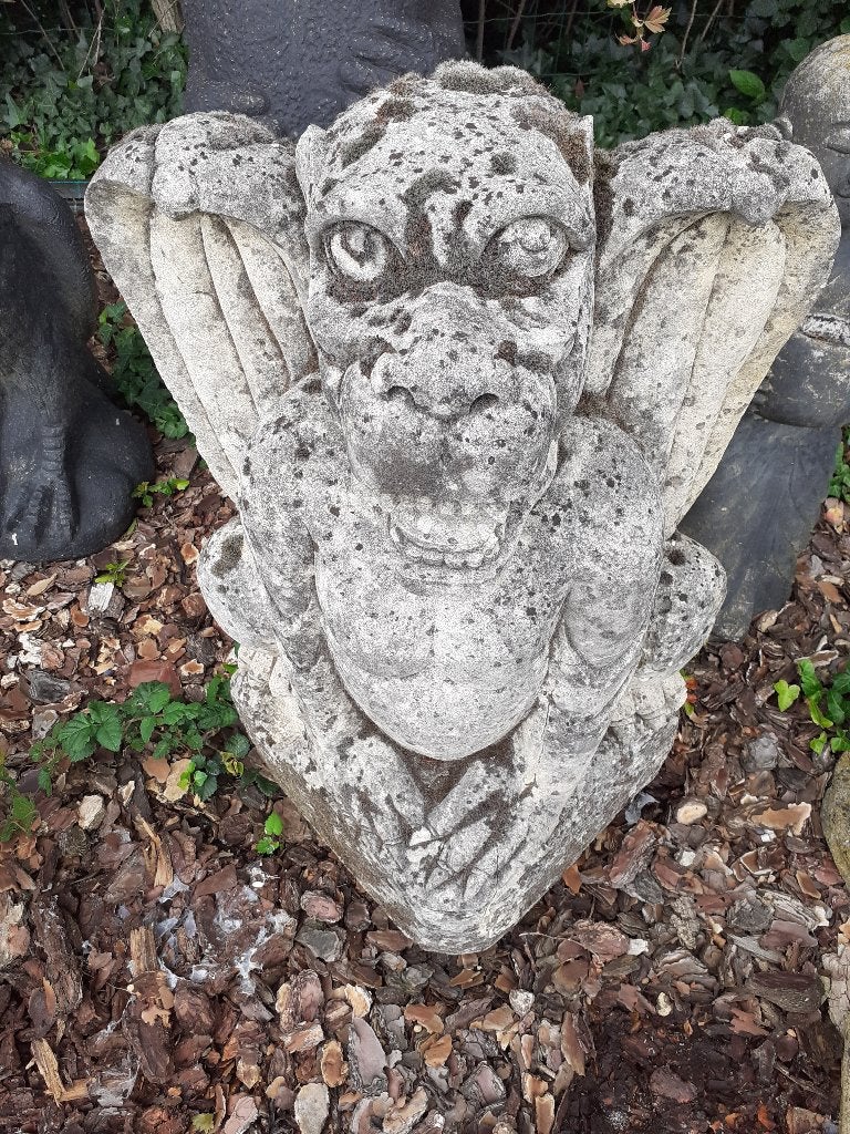 GRANDE GARGOUILLE,MONSTRE AILE  EN PIERRE DE FRANCE, Jardin & Terrasse, Statues de jardin, Utilisé, Autres types, Pierre, Enlèvement