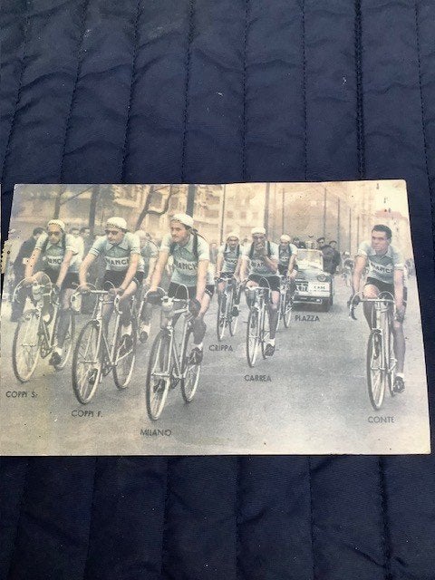 kaart  ploeg wielrenners Bianchi, Ophalen of Verzenden, Gebruikt, Overige typen